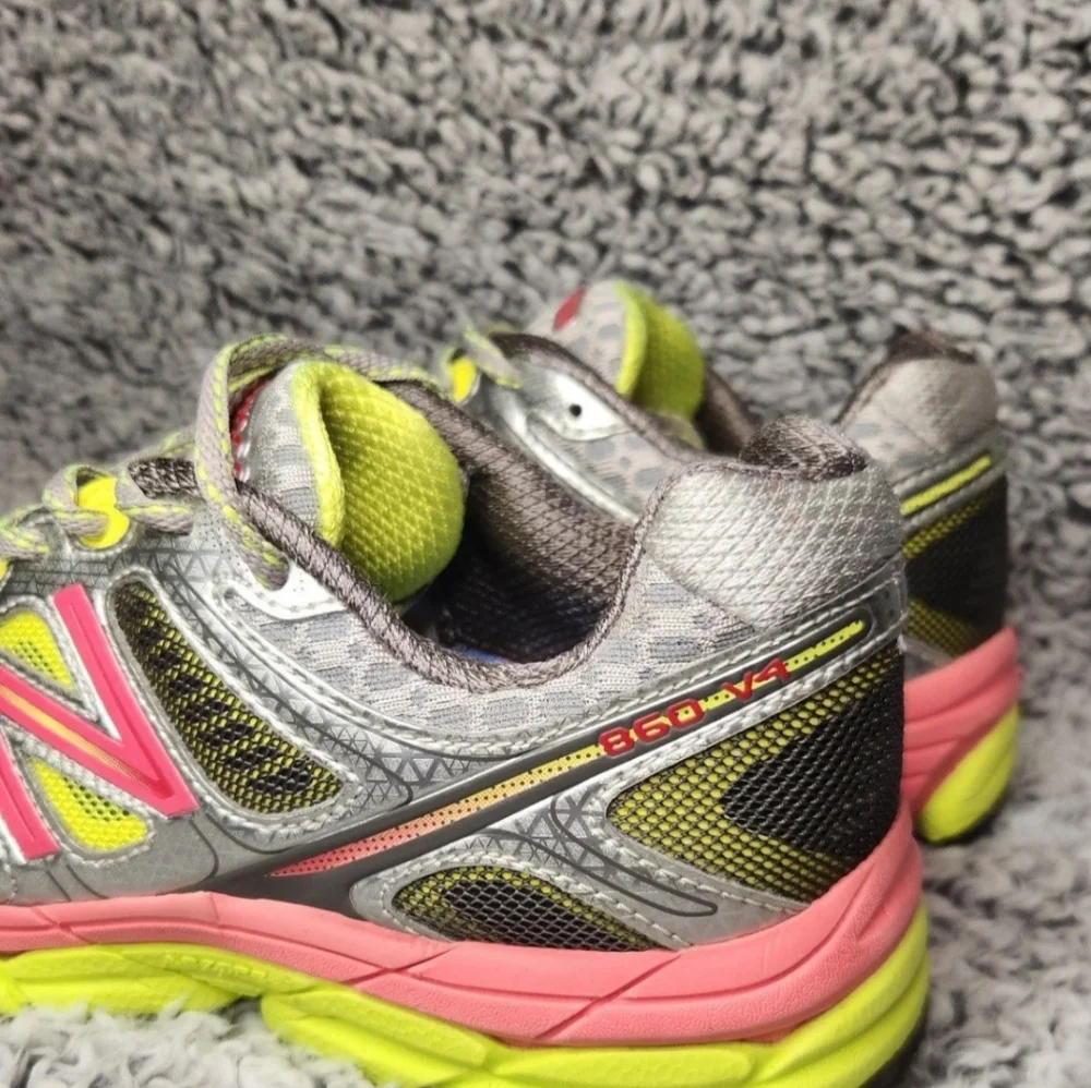 New Balance 860v4 Running  Low Top Leather Mesh Grey Pink W860SP4Women Size 8